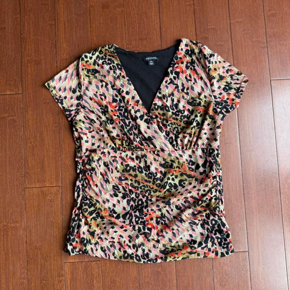 George Animal Print‎ Wrap Style Blouse